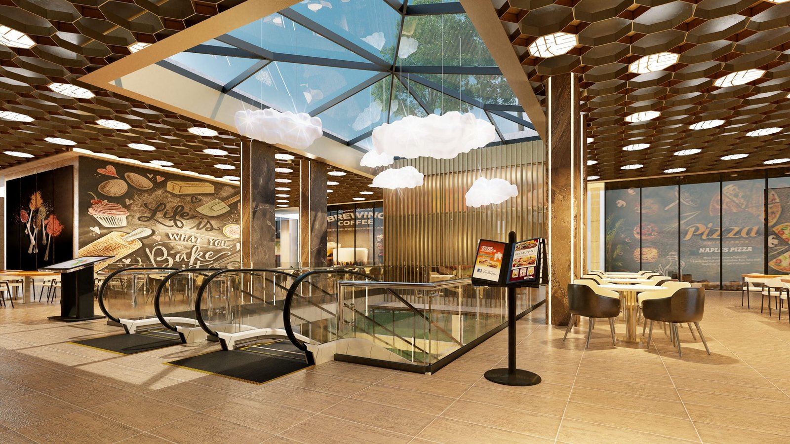 Representative image of a modern food court interior — illustrative only, not an actual photo of Panjappur Food Park